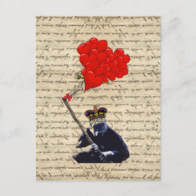 Carte Postale Gorille et ballons cardiaques (Devant)
