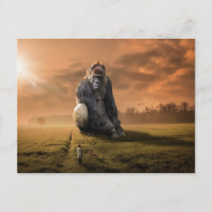 Carte Postale Gorille et homme
