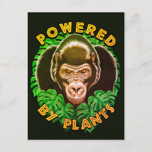 Carte Postale Gorille Végétal - Alimenté par les Plantes