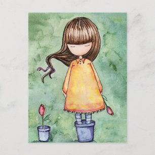 Carte postale Gorjuss Girl en fleurs 
