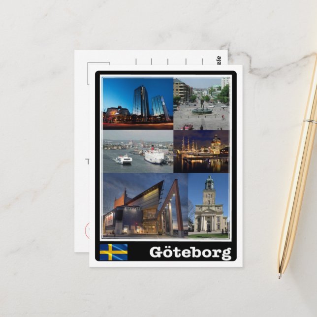 Carte Postale Göteborg - Suède - Mosaïque - (Devant/Arrière en situation)