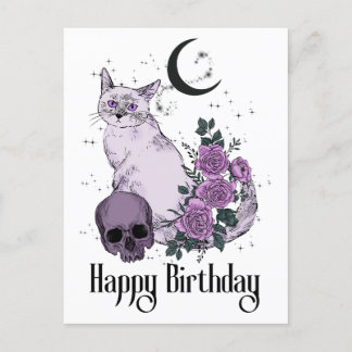 Carte Postale Goth Cat Gothique Voeux d'anniversaire
