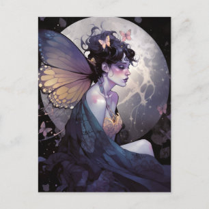 Carte Postale Goth Dark Fairy Girl Imaginaire Art