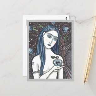 CARTE POSTALE GOTH EVE, CÔTÉ SOMBRE D'EDEN, POMME ET SERPENT