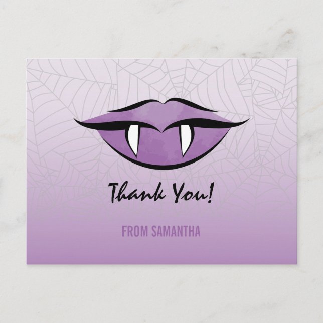 Carte Postale Goth Lèvres Vampire Halloween Anniversaire Merci (Devant)