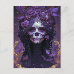 Carte Postale Goth Skull Woman Dark Imaginaire Art
