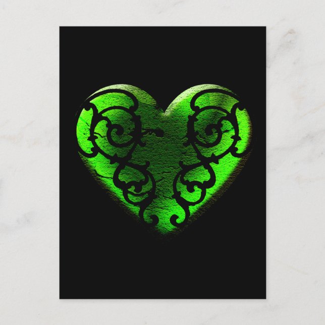 Carte Postale Goth St. Patrick's Day Coeur vert (Devant)