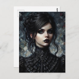 Carte Postale Goth Victorian Femme En Noir