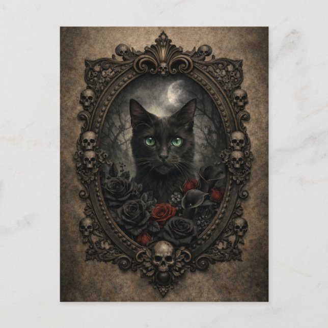 Carte Postale Gothic Black Cat Postcard - Dark Victorian (Devant)
