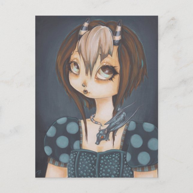 Carte Postale Gothic fairy dragon in blue postcard (Devant)