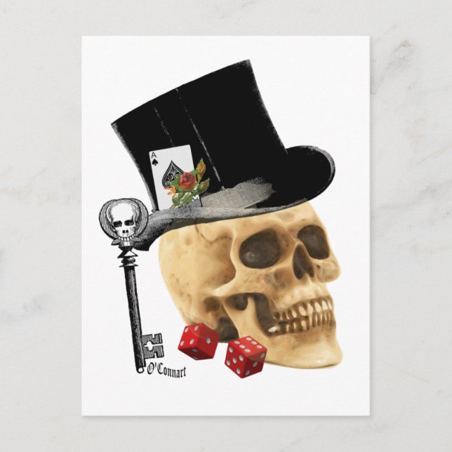 Carte Postale Gothic gambler skull tattoo design (Devant)