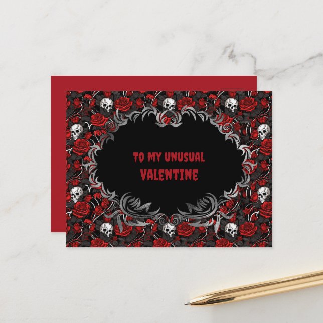 Carte Postale Gothique à ma Saint-Valentin inhabituelle  (Devant/Arrière en situation)