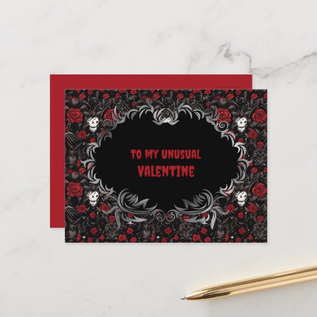 Carte Postale Gothique à ma Saint-Valentin inhabituelle  (Devant/Arrière en situation)