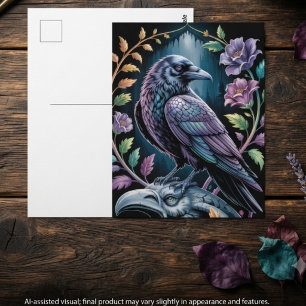 Carte Postale Gothique Corbeau Académie Sombre Mystique