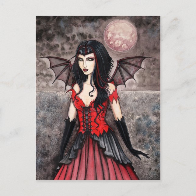 Carte postale gothique de Halloween de fée vampire (Devant)