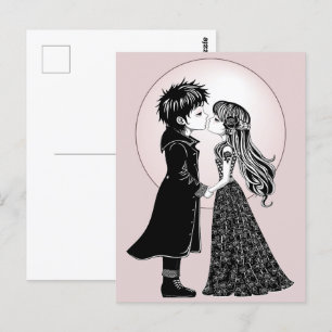 Carte Postale Gothique Emo Enfants Kiss Valentine's Day