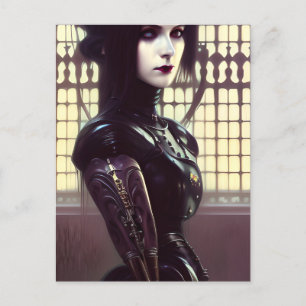 Carte Postale Gothique Girl Steampunk Différents yeux colorés