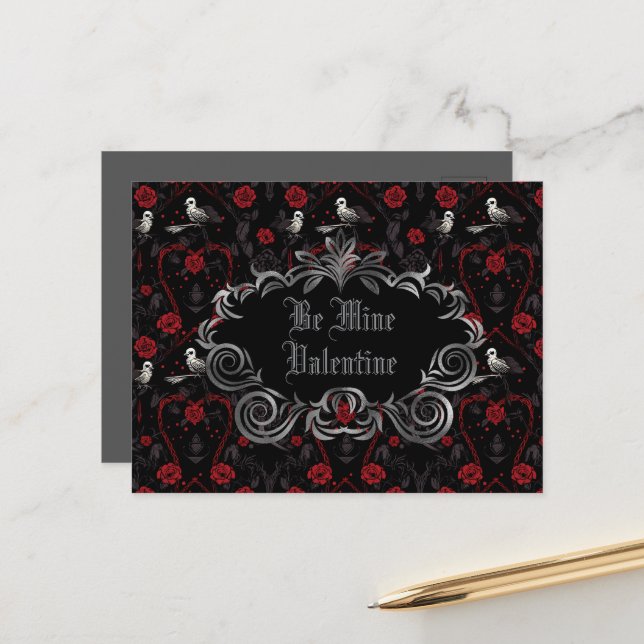 Carte Postale Gothique Sois Mon Amour de la Saint-Valentin  (Devant/Arrière en situation)