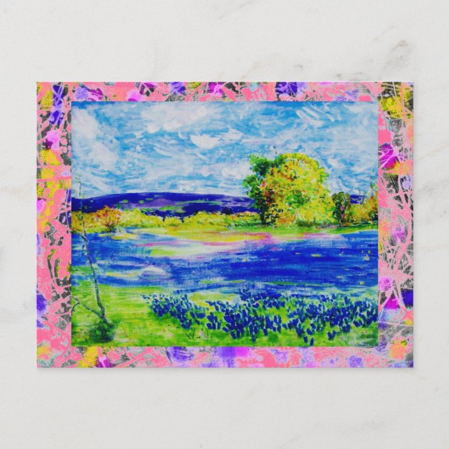 Carte Postale goutte d'eau fleur sauvage du bleuet (Devant)