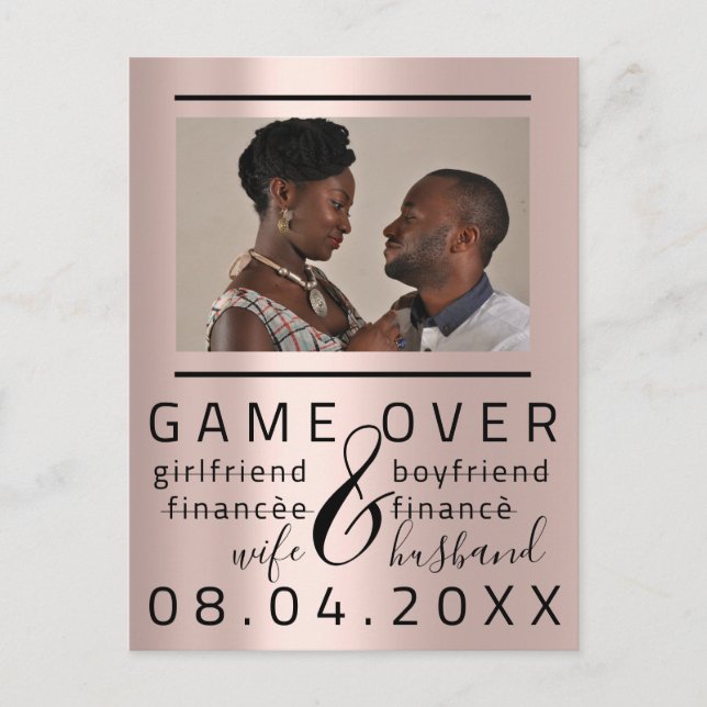 Carte Postale Gouttes d'argentPhoto de couple Funny Save The Dat (Devant)