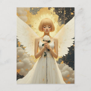 Carte Postale Grâce Céleste Joli Ange et Rose