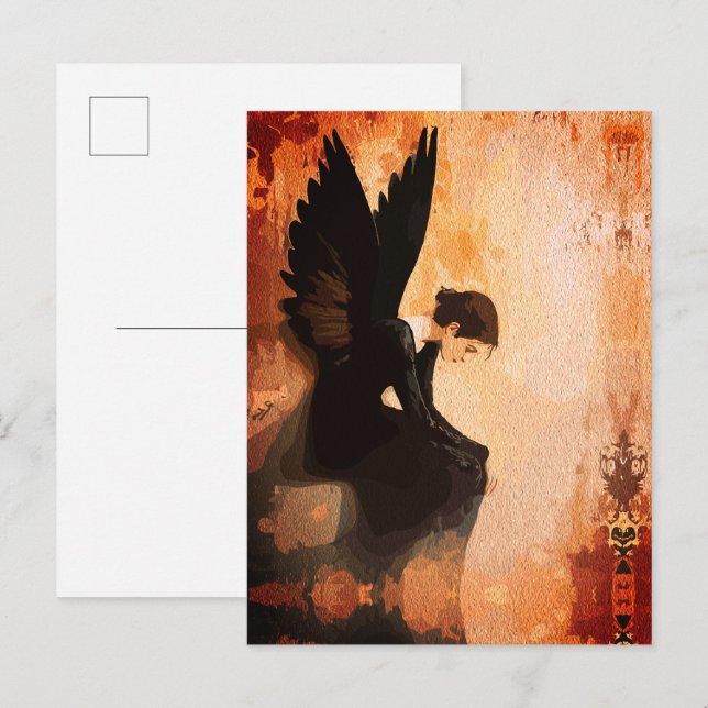 Carte Postale Grâce déchue – Réflexion mélancolique de l'ange (Devant / Derrière)