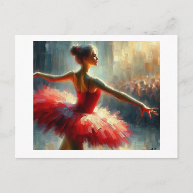 Carte Postale Graceful Ballet Dancer in Red Tutu,  (Devant)