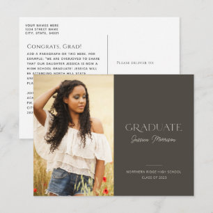 Carte Postale Graduate 2025 Modern Script Nom de la photo Gradua