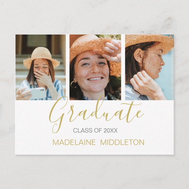 Carte Postale Graduate Graduate Party Photo Invitation moderne (Devant)
