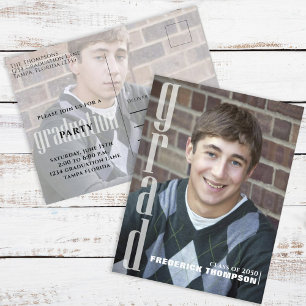 Carte Postale Graduate Modern Simple Twp Photo Grad Elegant