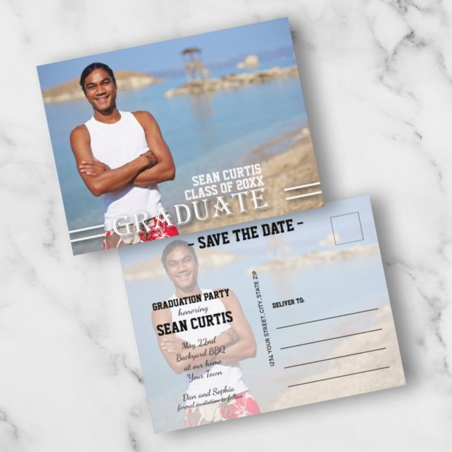 Carte Postale GRADUATE Overlay Photo Enregistrer la date (Créateur téléchargé)