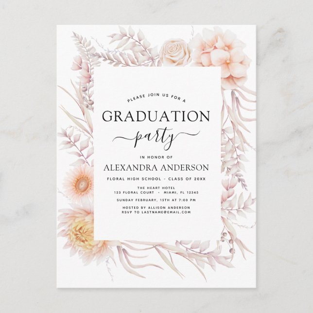 Carte Postale Graduation 2022 Boho Chic Dusty Pink Desert Invita (Devant)