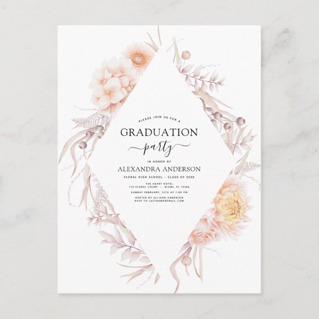 Carte Postale Graduation 2022 Boho Chic Dusty Pink Desert Invita (Devant)