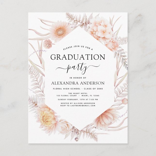 Carte Postale Graduation 2022 Boho Chic Dusty Pink Desert Invita (Devant)
