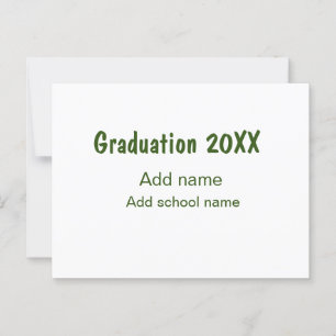 Carte Postale Graduation 20XX ajouter nom année école vert moder