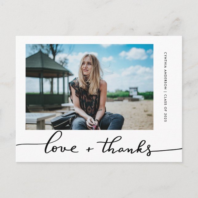 Carte Postale Graduation Amour Et Merci Script Grad Photo (Devant)