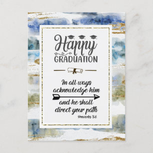 Carte Postale Graduation Bible Verse Proverbes 3:6 Design modern
