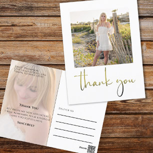 Carte Postale Graduation du script d'or photo personnalisée