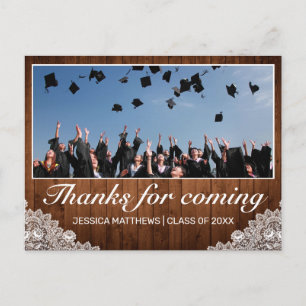 Carte Postale Graduation en bois et dentelle Merci pour la photo