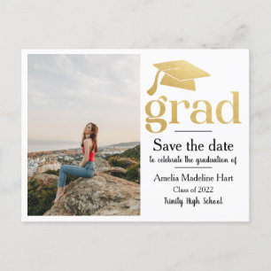 Carte Postale Graduation Faux Gold Foil   Enregistrer La Photo D