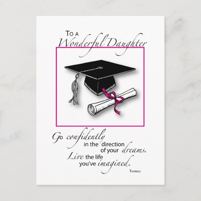Carte Postale Graduation fille rose noir (Devant)
