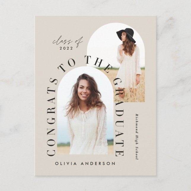 Carte Postale Graduation géométrique moderne multi photo arch (Devant)