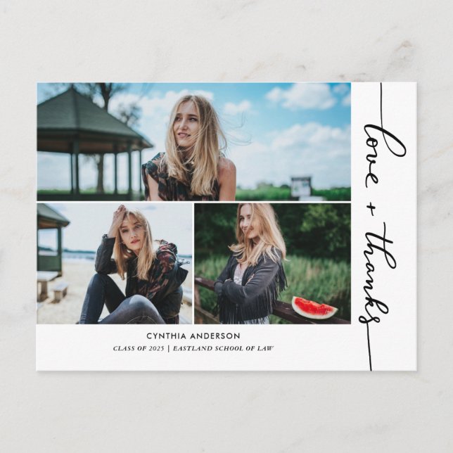 Carte Postale Graduation Love And Thanks Script Photo Collage (Devant)