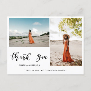 Carte Postale Graduation Merci moderne Script Deux photos