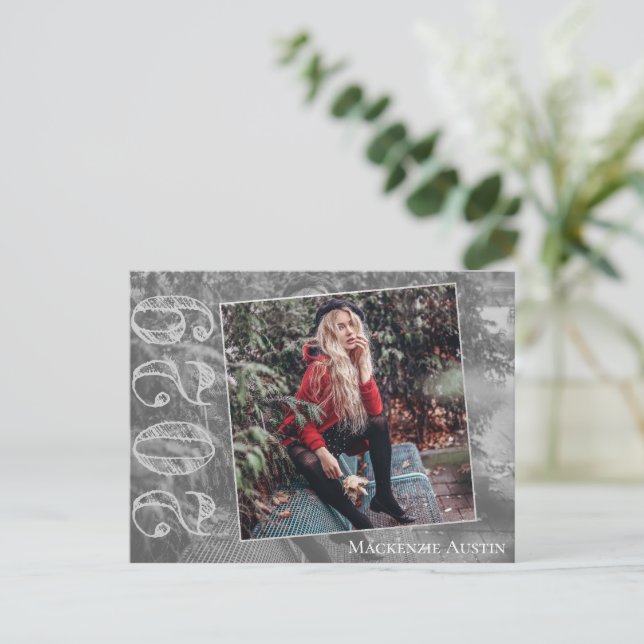 Carte Postale Graduation moderne | Merci photo Grunge Script (Debout devant)