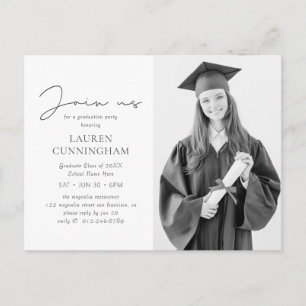 Carte Postale Graduation Moderne Minimaliste Photo Chic