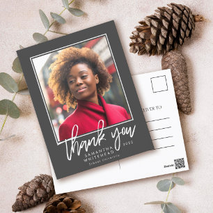 Carte Postale Graduation moderne Photo Merci gris foncé