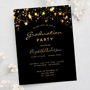 Carte Postale Graduation party 2023 black gold stars