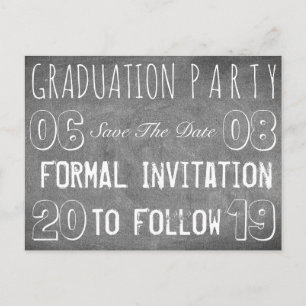 Carte Postale Graduation Party Enregistrer La Date Chalkboard Lo