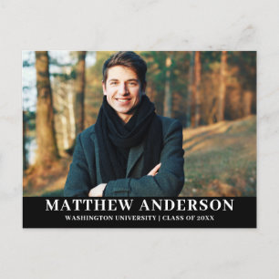Carte Postale Graduation Party Invitation Graduate photo Blk